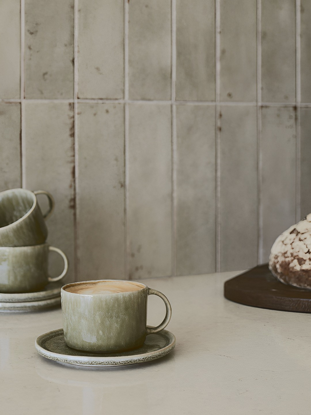 

H&M Green Reactive Glaze Mug And Saucer