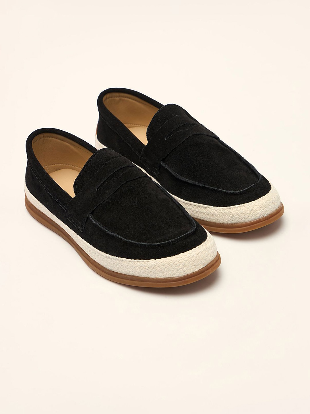 

THE BEAR HOUSE Men Suede Loafers, Black