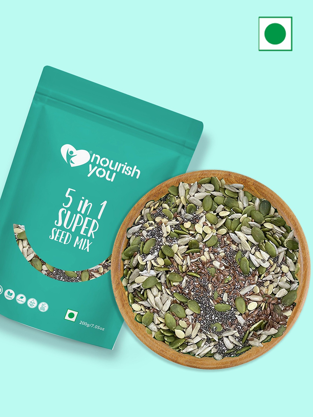 

Nourish You 3-Pcs 5 in 1 Super Seed Mix -600 gm, Blue