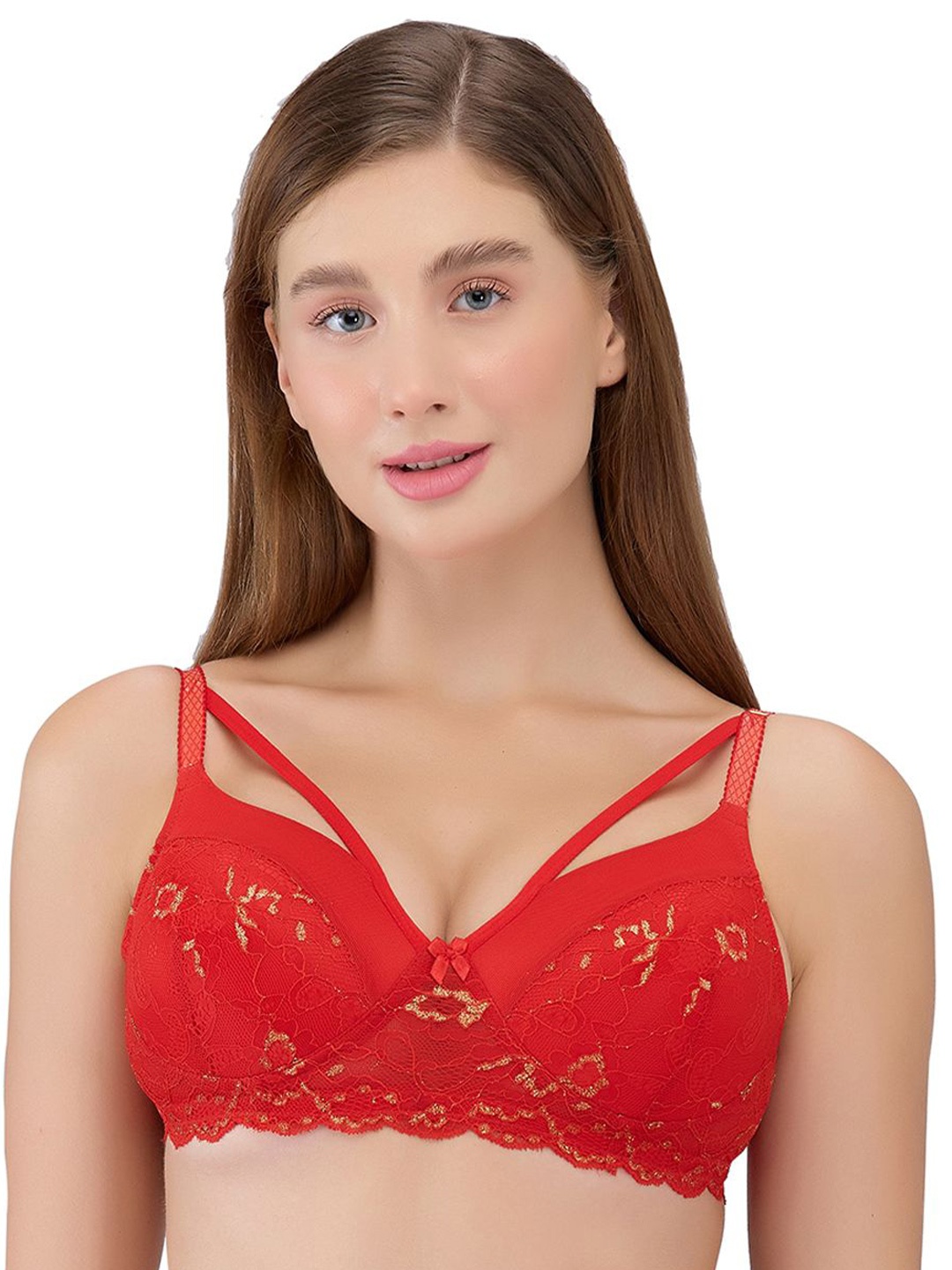 

Candyskin Women's Medium Coverage Lightly Padded Non Wired Bra, Red