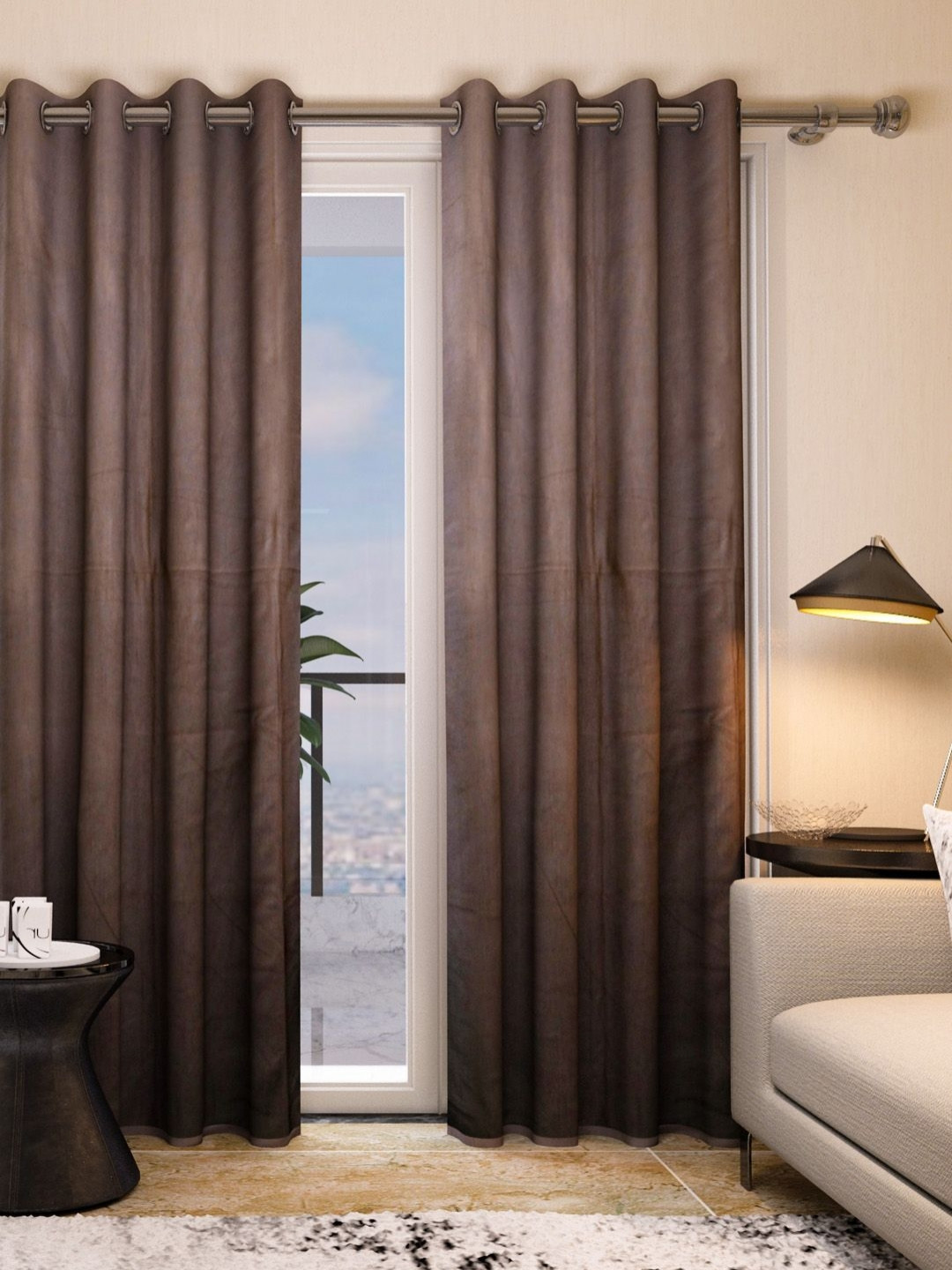 

Aura Brown 2 Pieces Door Curtain