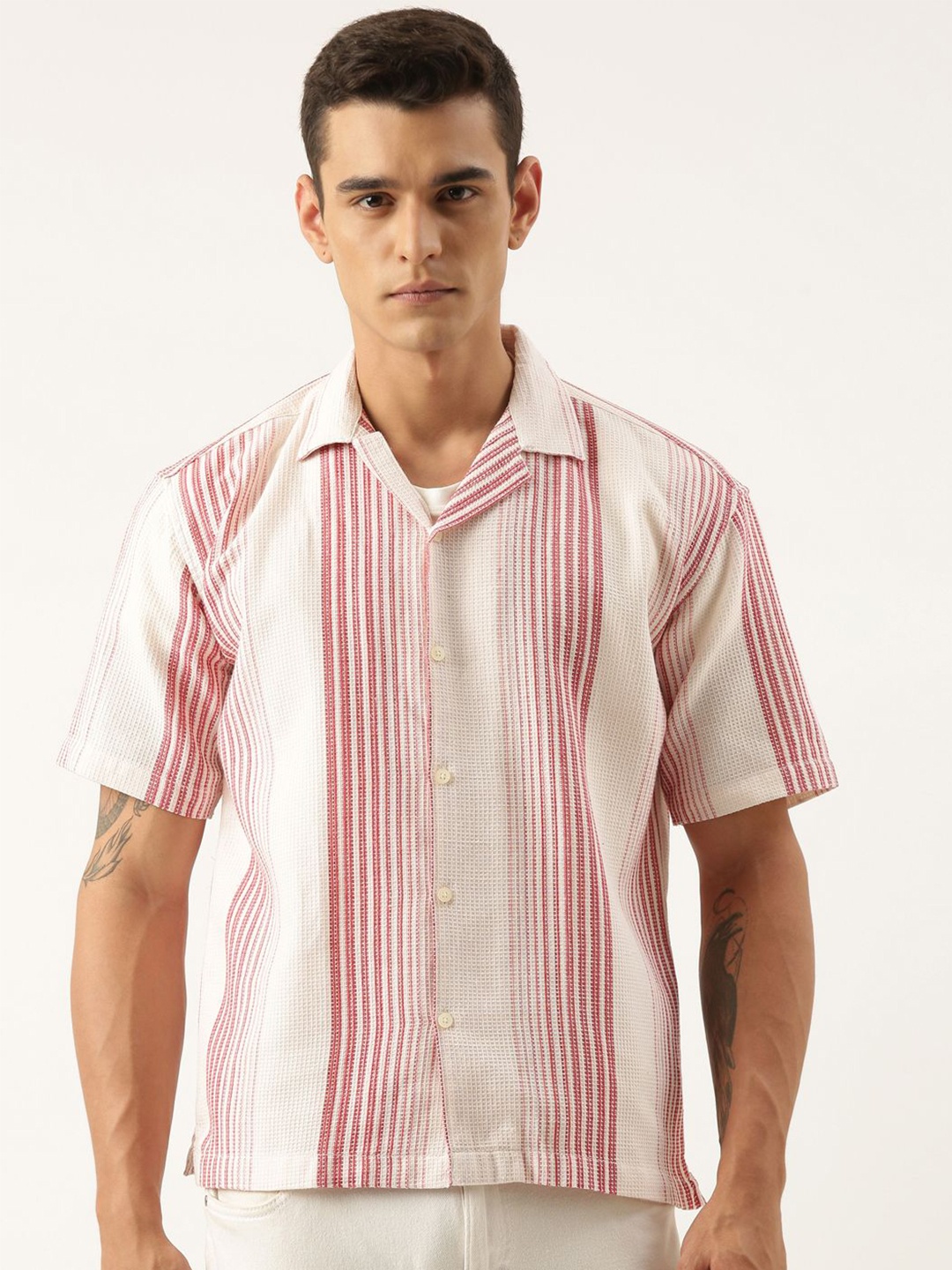 

ROLLER FASHIONS Men Opaque Striped Casual Shirt, Multi