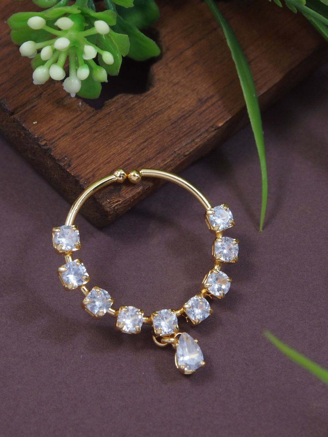 

I Jewels Gold-Plated Non-Piercing Press Ring Nose Pin