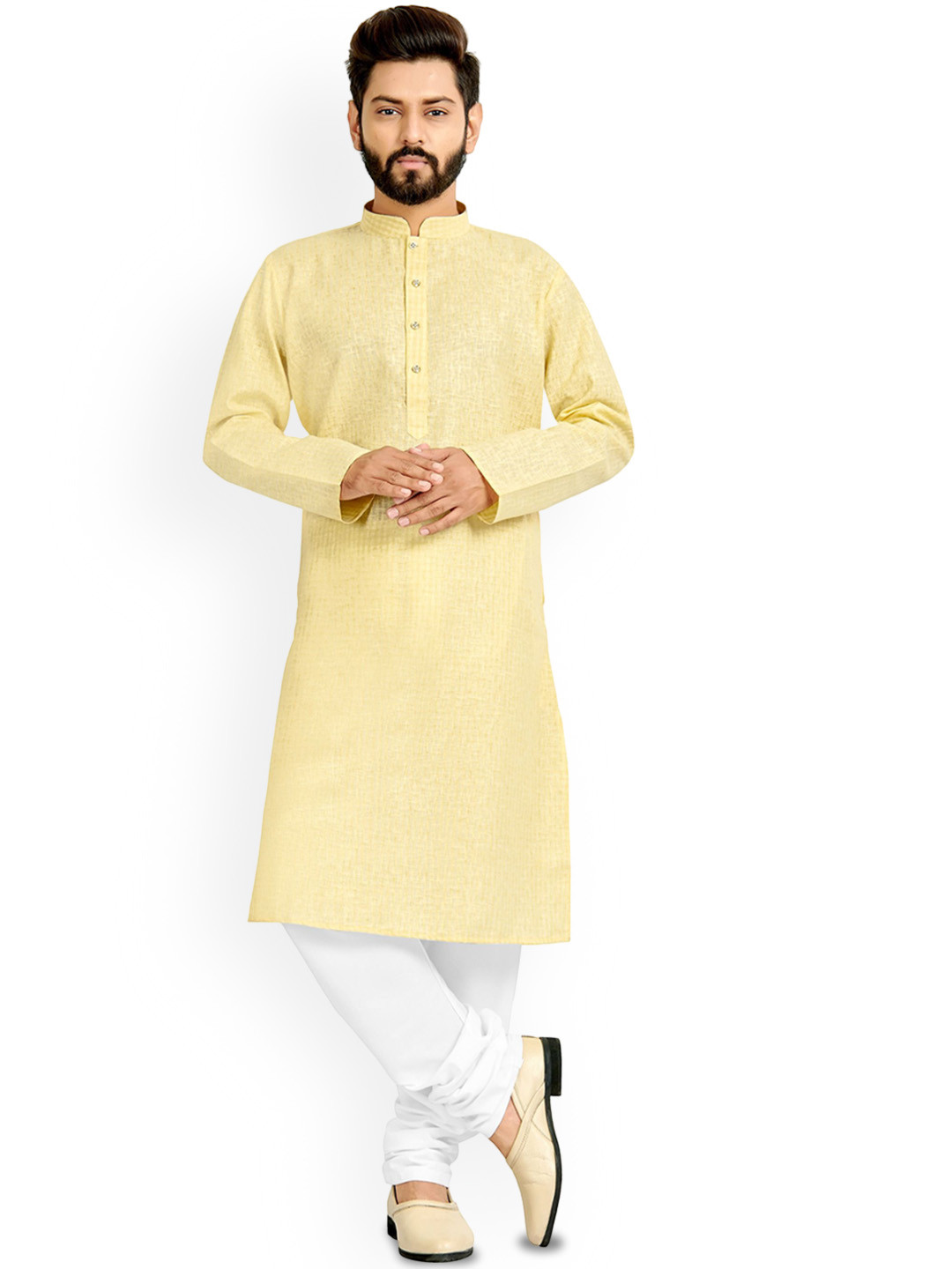

Nimayaa Mandarin Collar Long Sleeves Straight Kurta, Cream