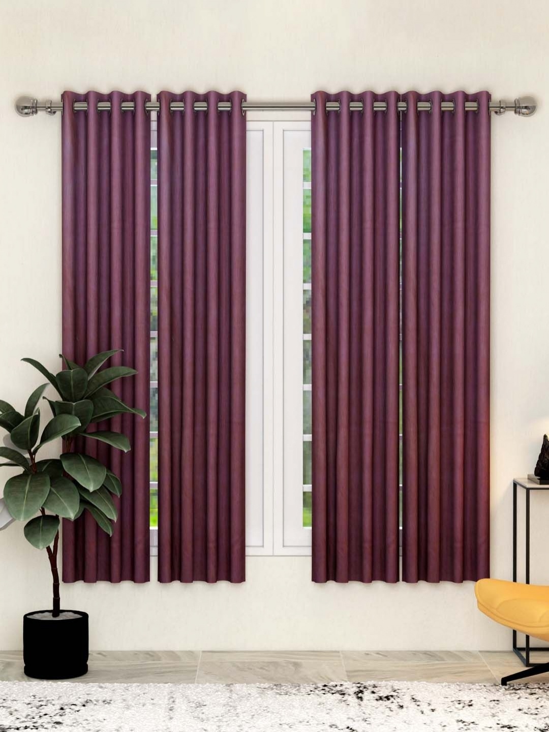 

Aura Maroon 4 Pieces Window Curtains