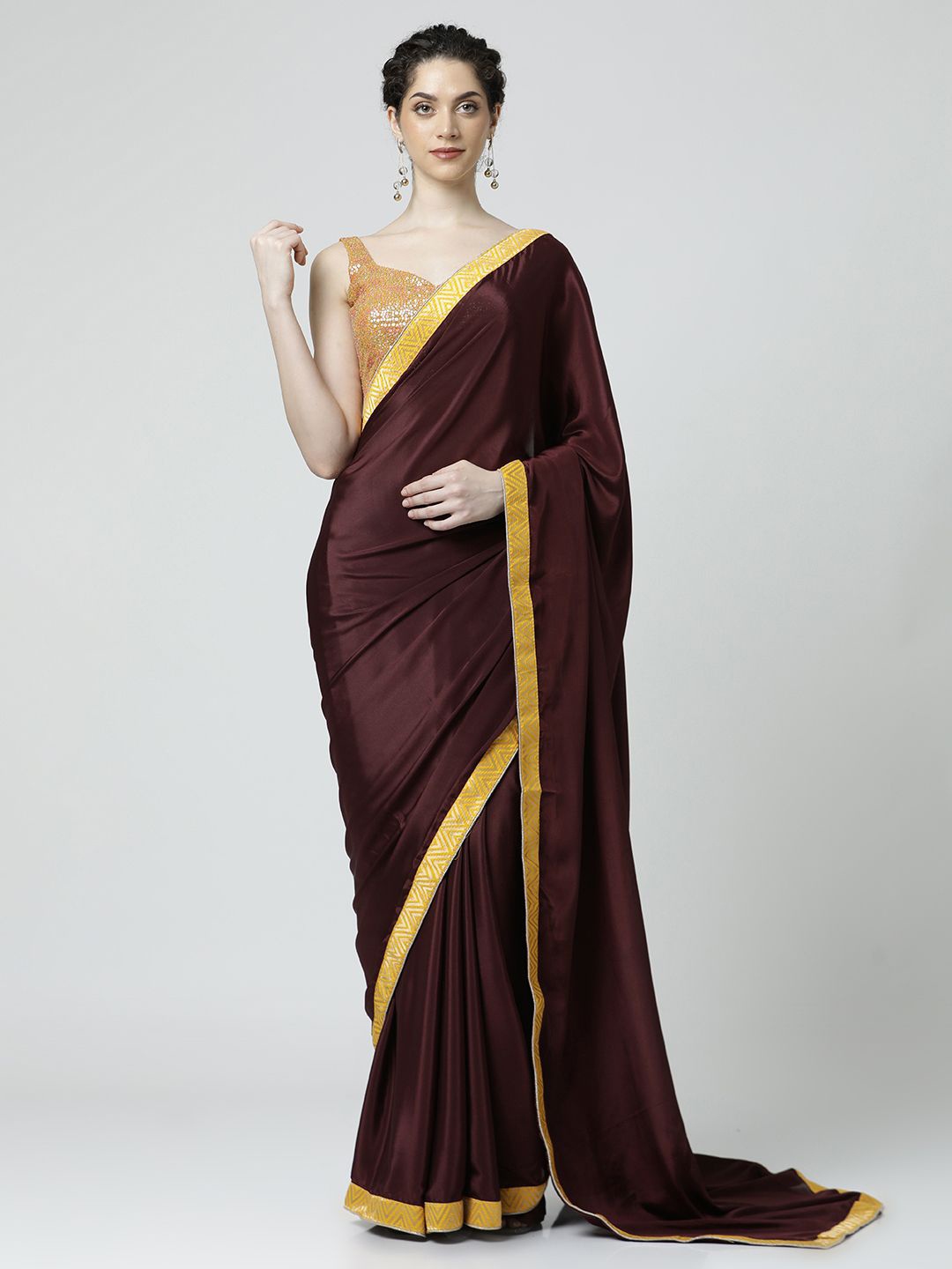 

Jaipur Kurti Satin Saree, Maroon