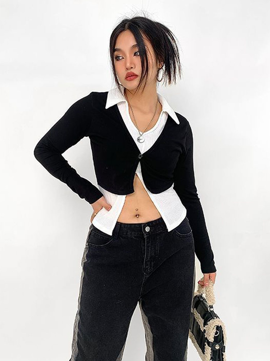 

LULU & SKY Wrap Crop Top, Black