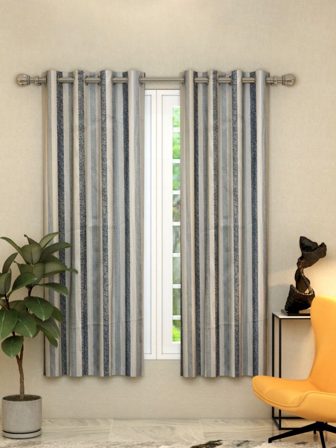 

Aura Grey & White 2 Pieces Abstract Window Curtains