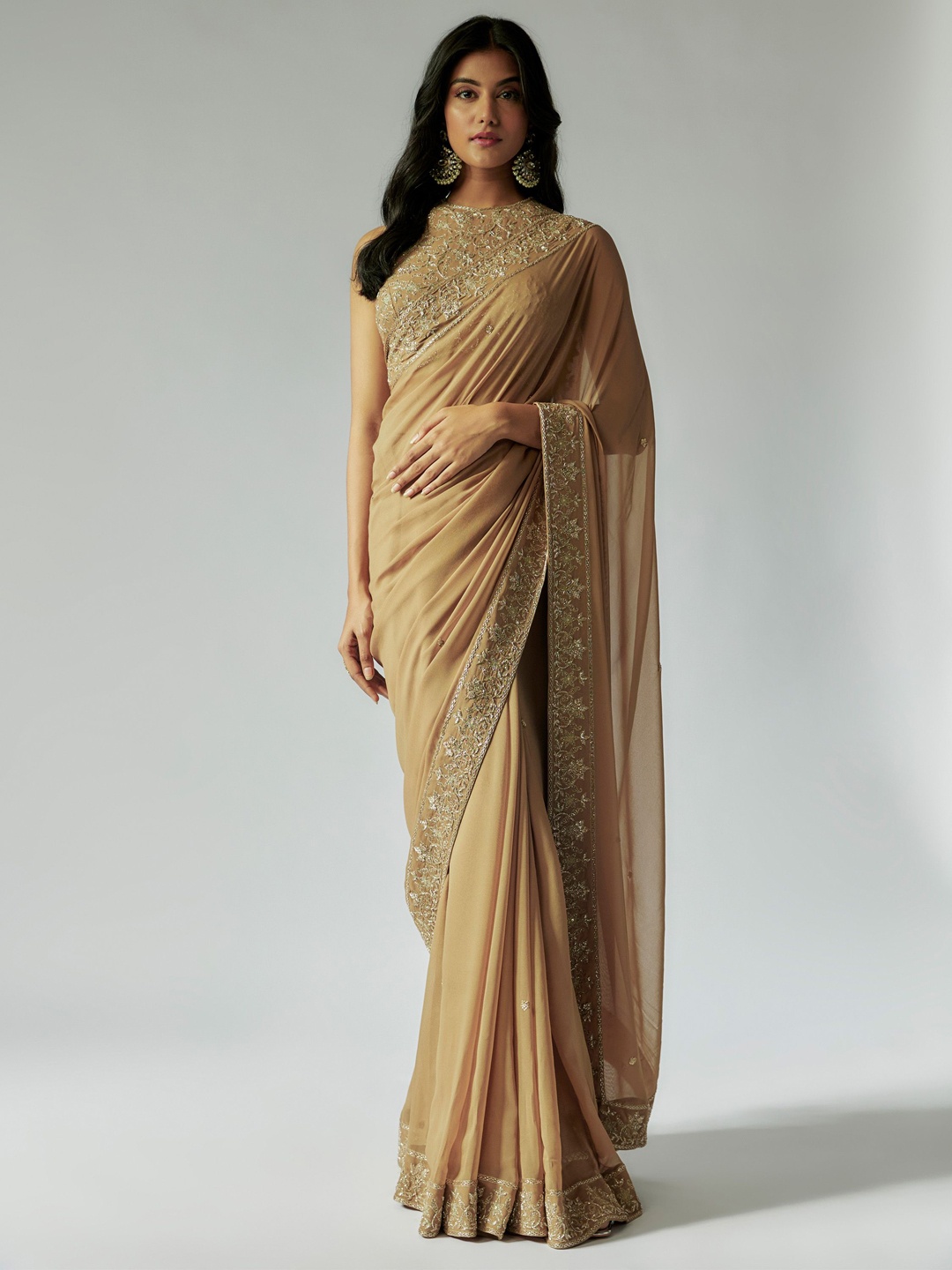 

Maisolos Embroidered Saree Blouse, Beige