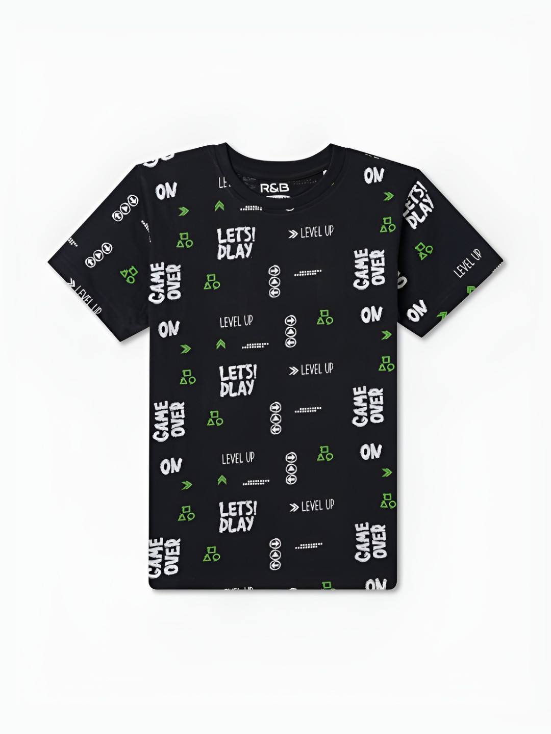 

R&B Boys Conversational Printed Round Neck Cotton T-shirt, Blue