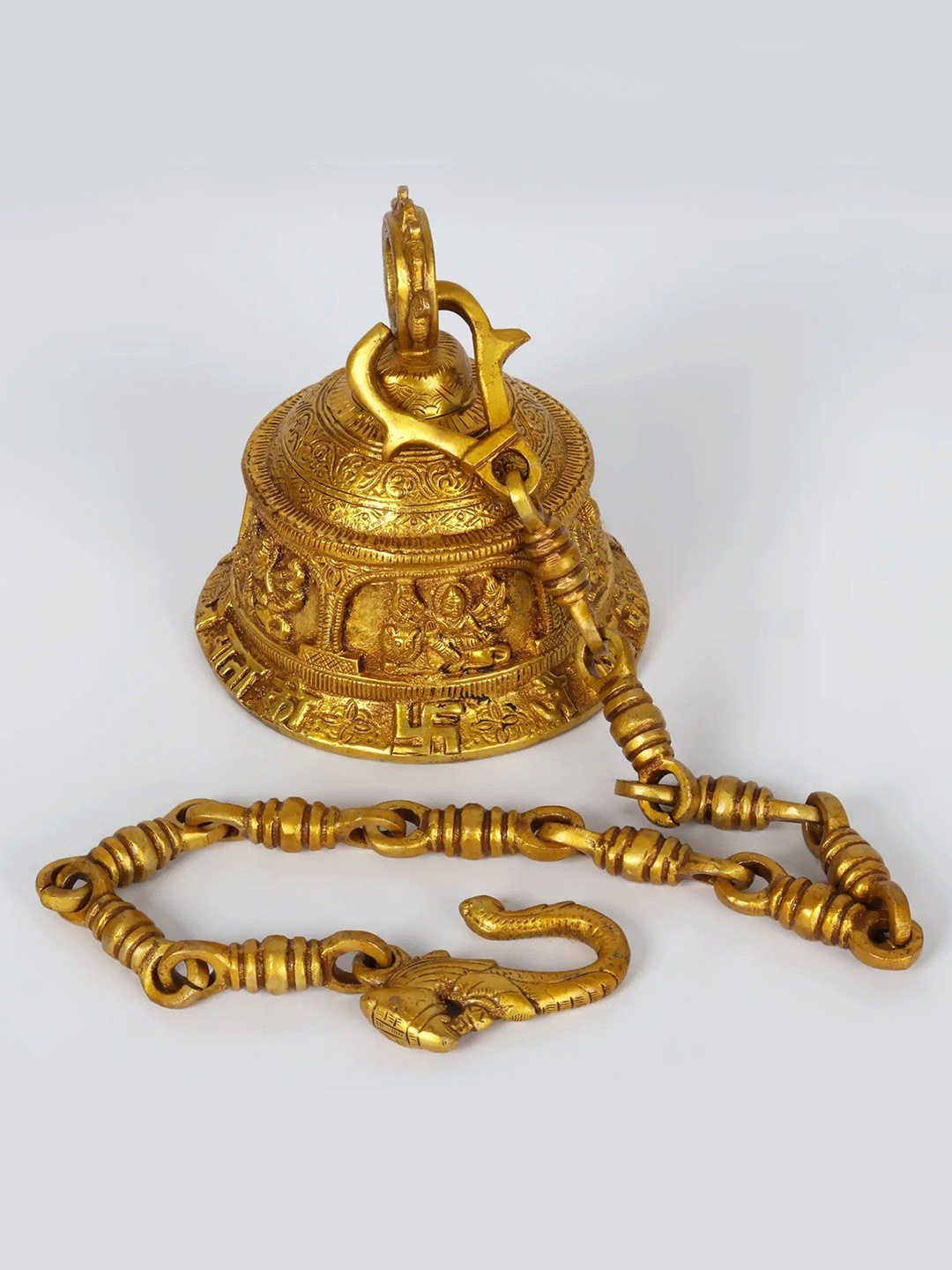 

Exotic India 6" Goddess Durga Ritual Bell in Brass, Gold