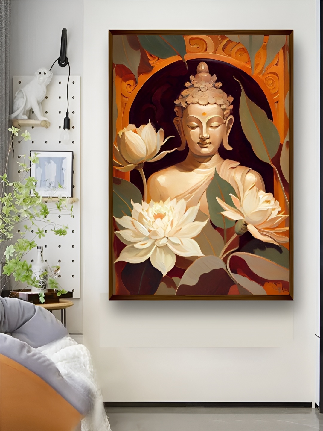 

Artsense Beie & Green Buddha Canvas Painting Wall Art, Beige
