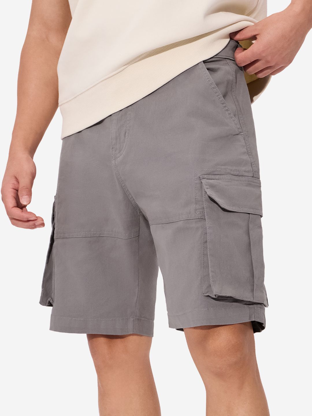 

The Souled Store Men Mid-Rise Cargo Shorts, Grey