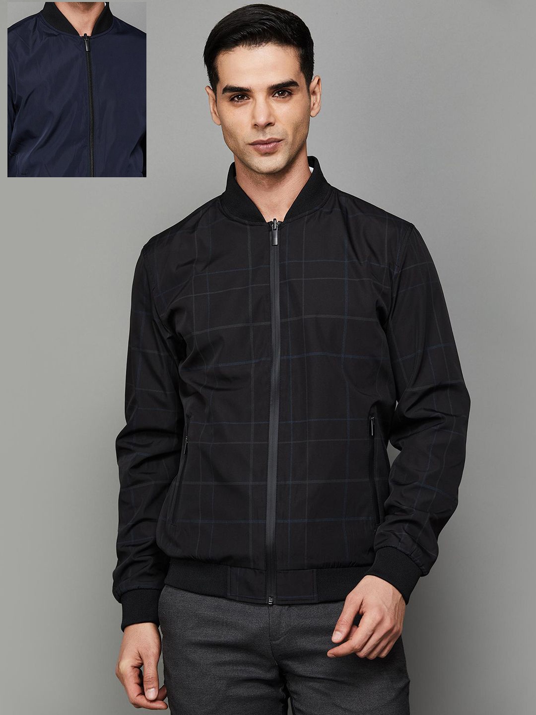 

CODE by Lifestyle Men Geometric Bomber Jacket, Black