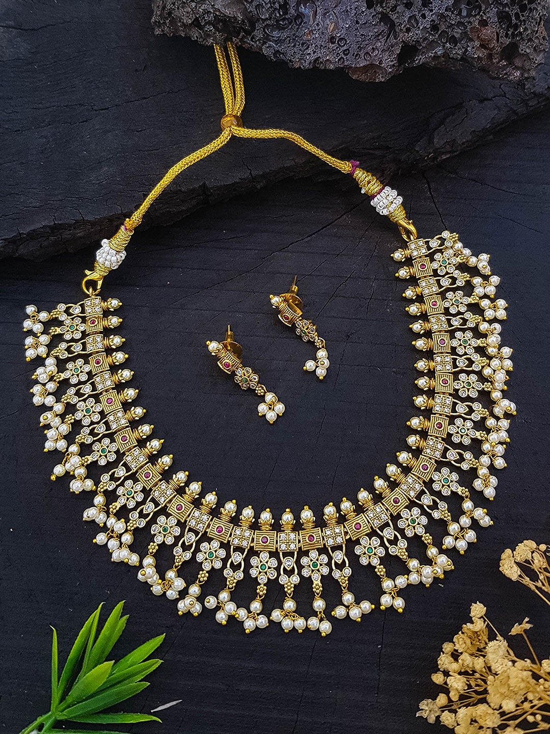 

GRIIHAM Gold-Plated CZ Studded Jewellery Set