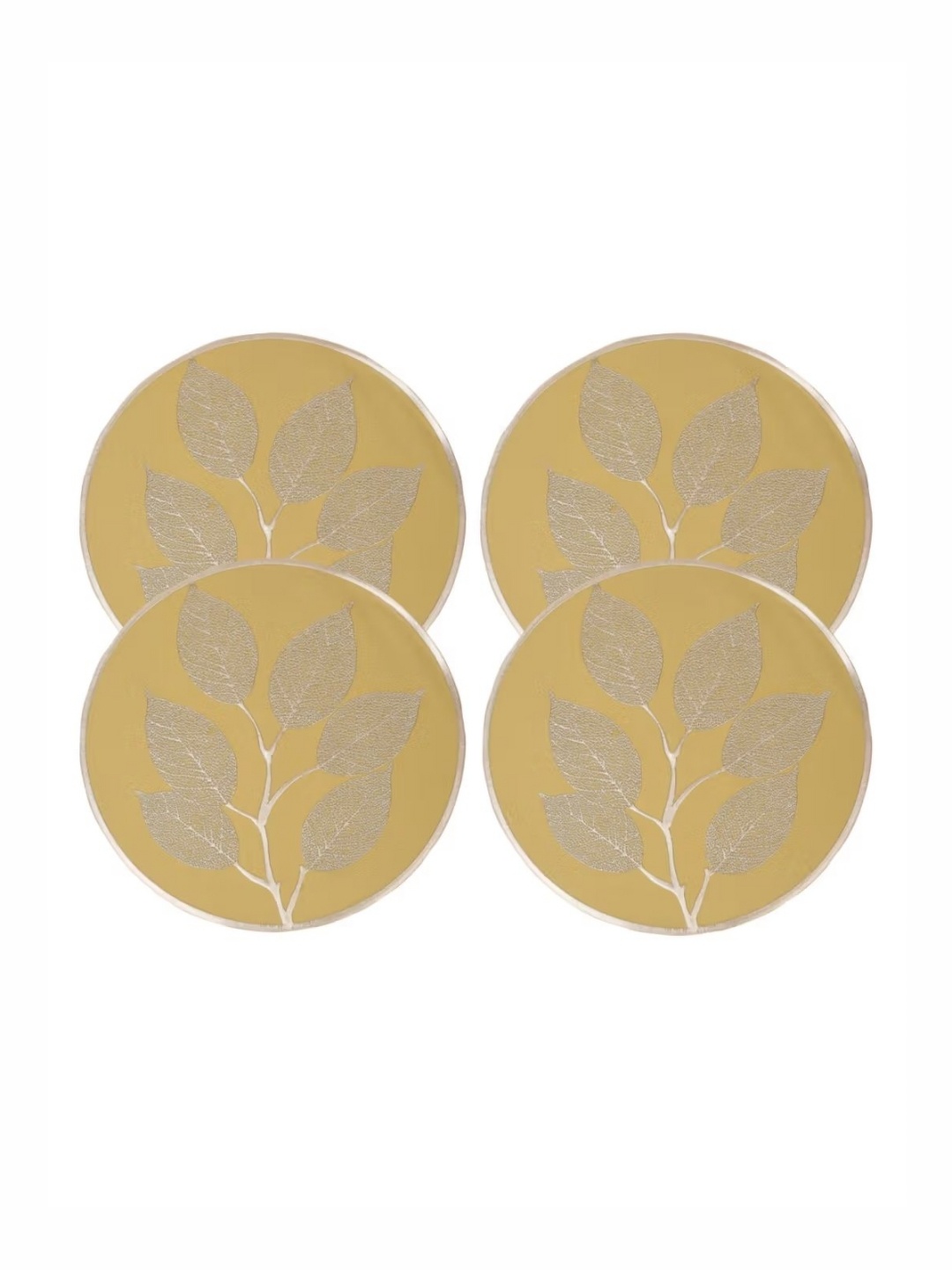 

LooMantha Gold Toned 4 Pieces Floral Textured Table Placemats