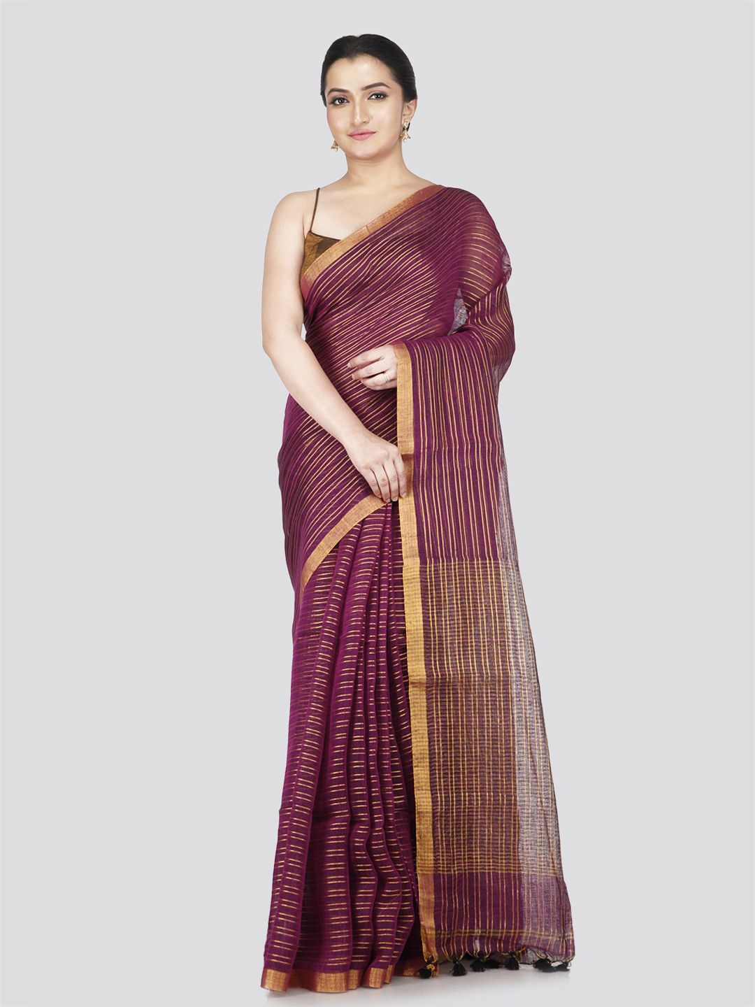 

PinkLoom Woven Design Silk Cotton Saree, Purple