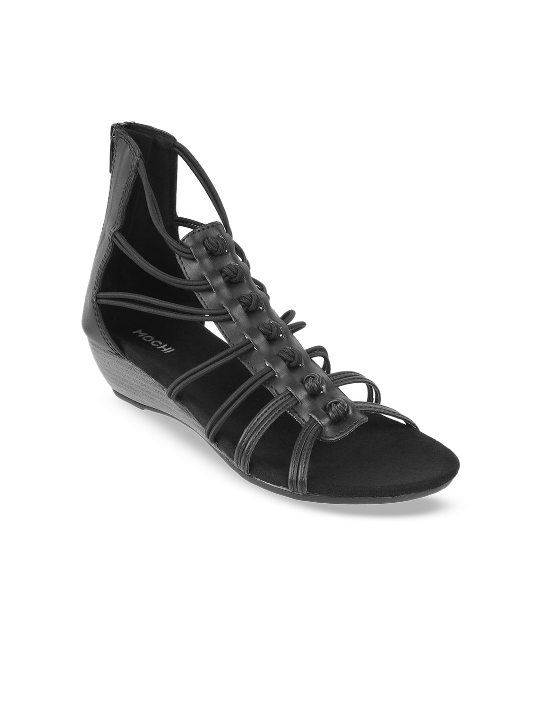 

Mochi Solid Wedge Gladiators, Black