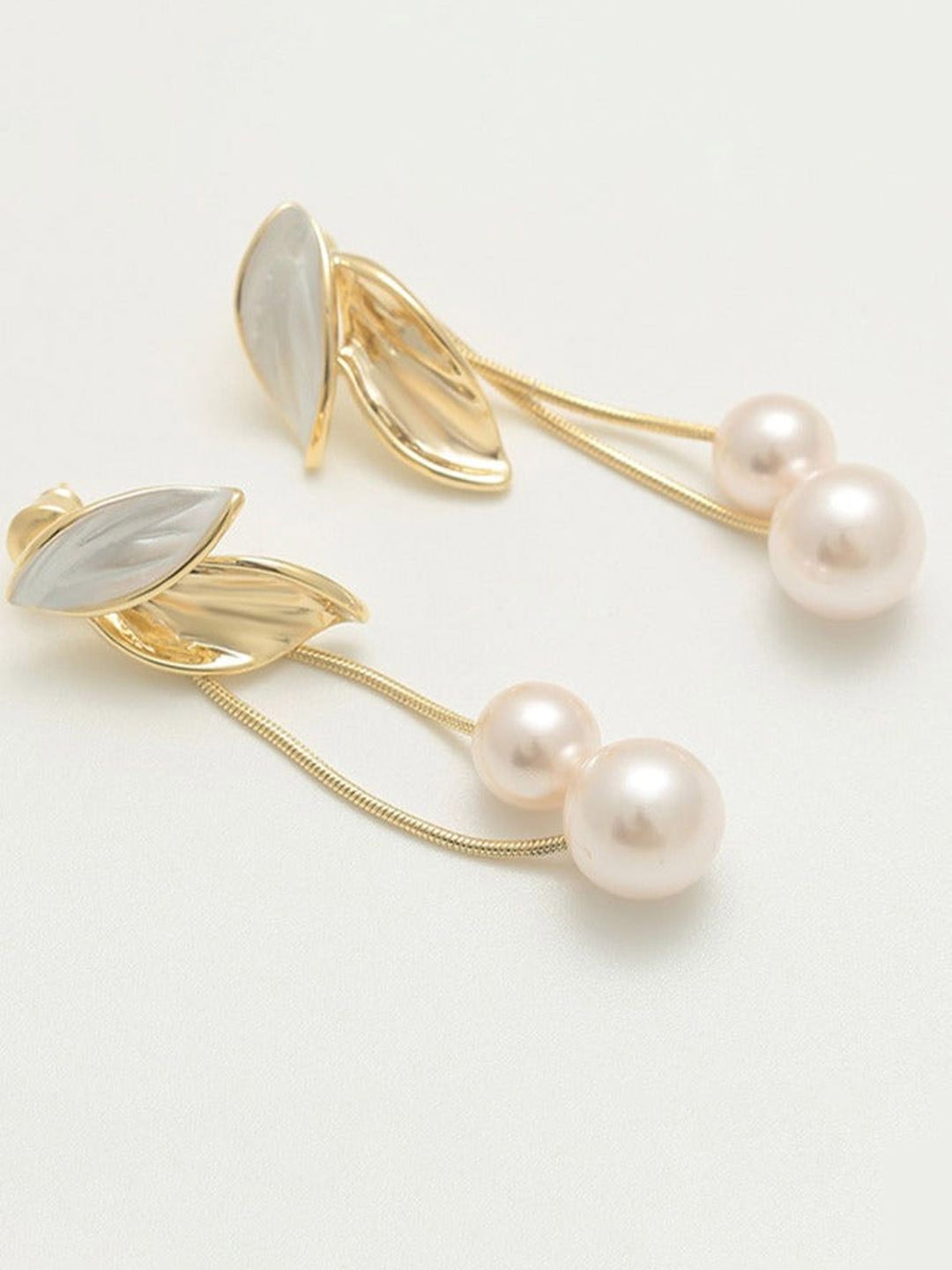 

KRENOZ Stainless Steel Beaded Floral Drop Earrings, Gold