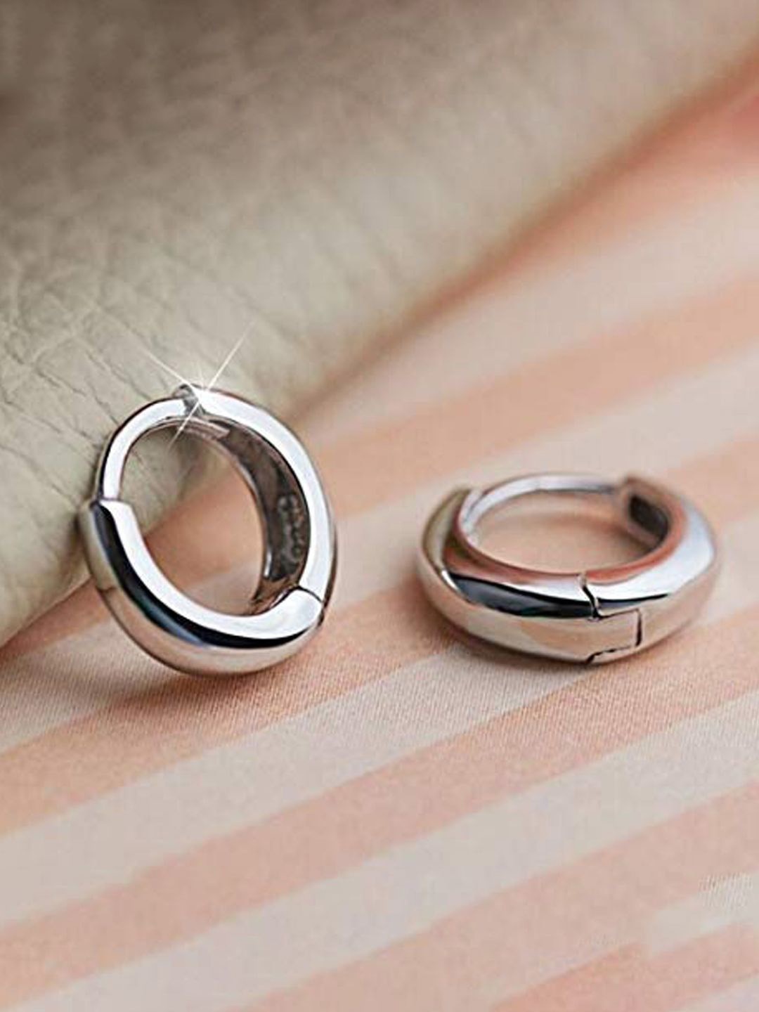 

KRENOZ Men Stainless Steel Classic Hoop Earrings, Silver