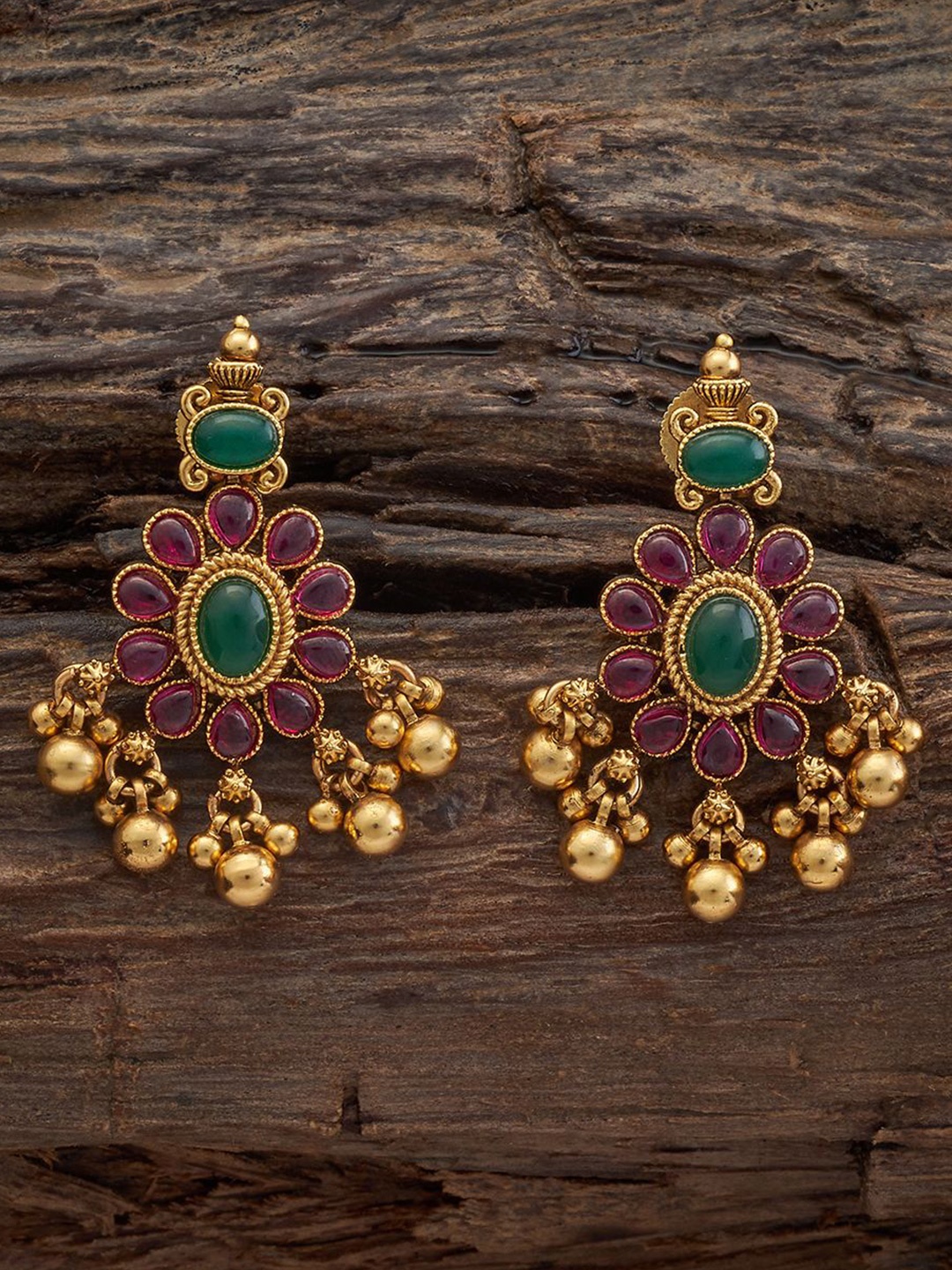 

Kushal's Fashion Jewellery Gold-Plated Drop Earrings, Red