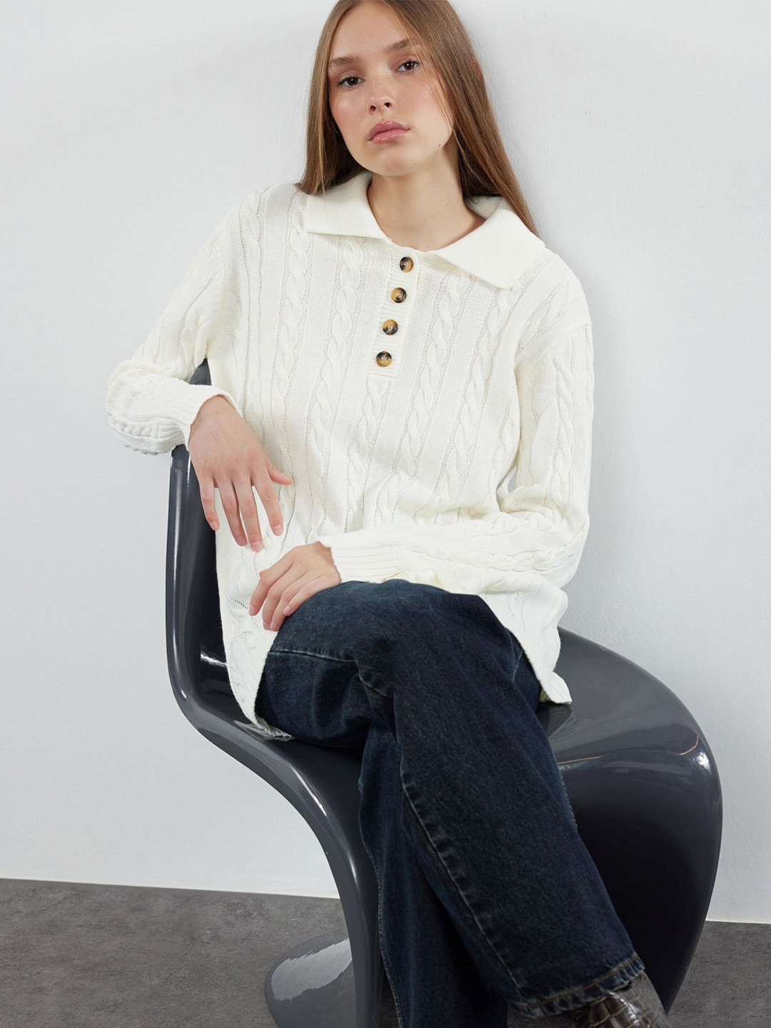 

Trendyol Women Longline Pullover, White