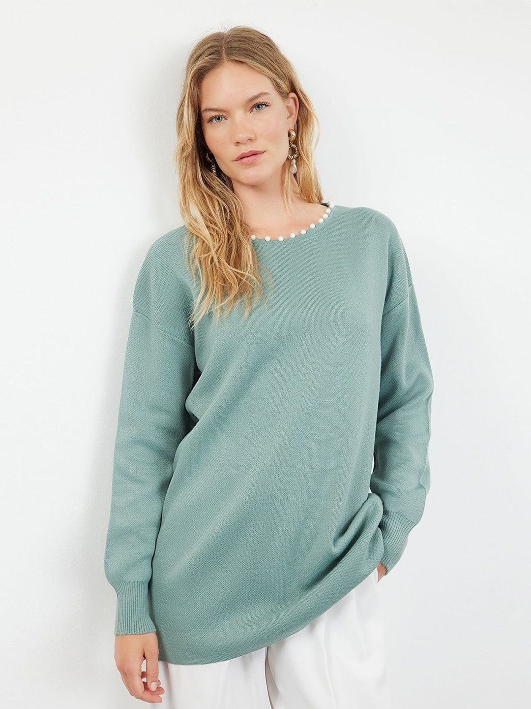 

Trendyol Women Longline Pullover, Green