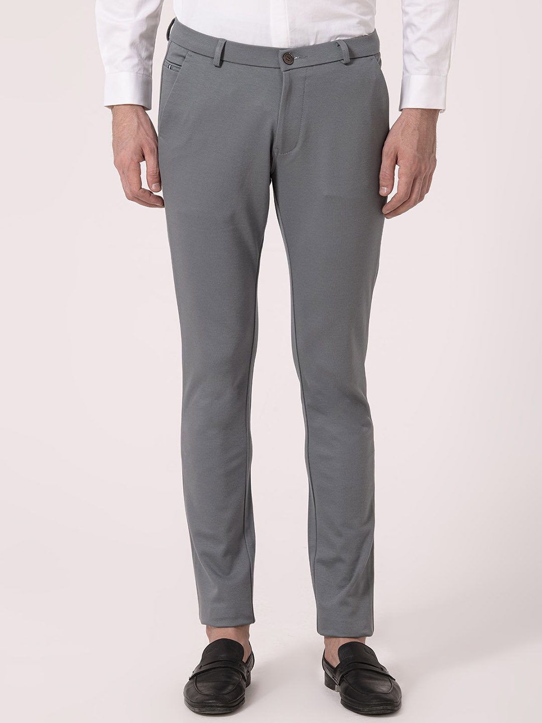 

Albion By CnM Men Slim Fit Solid Trousers, Grey