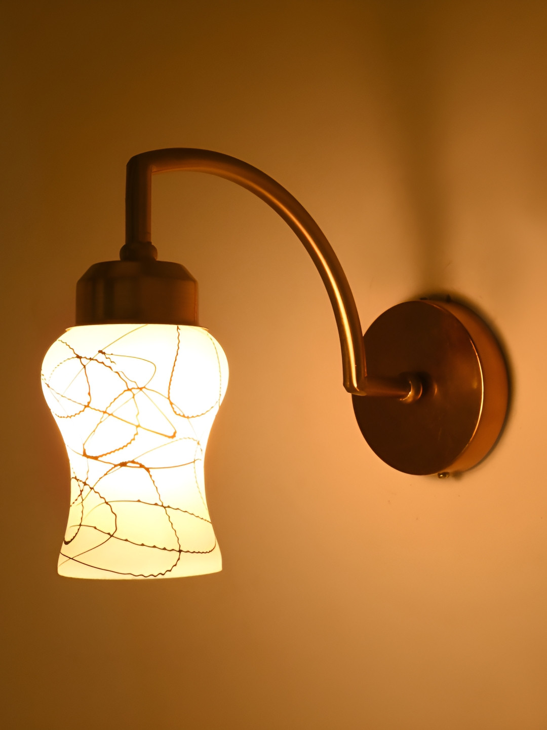 

Afast Gold-Toned & White Printed Glass Bell Shaped Wall Lamp
