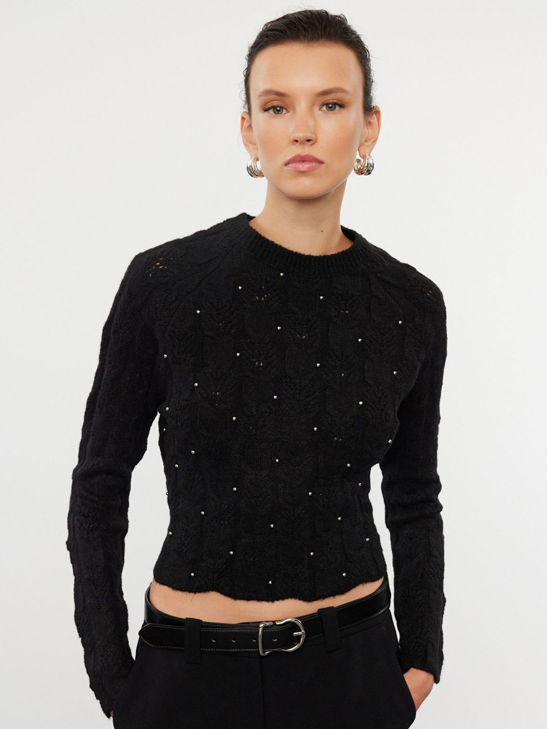 

Trendyol Embellished Crop Top, Na
