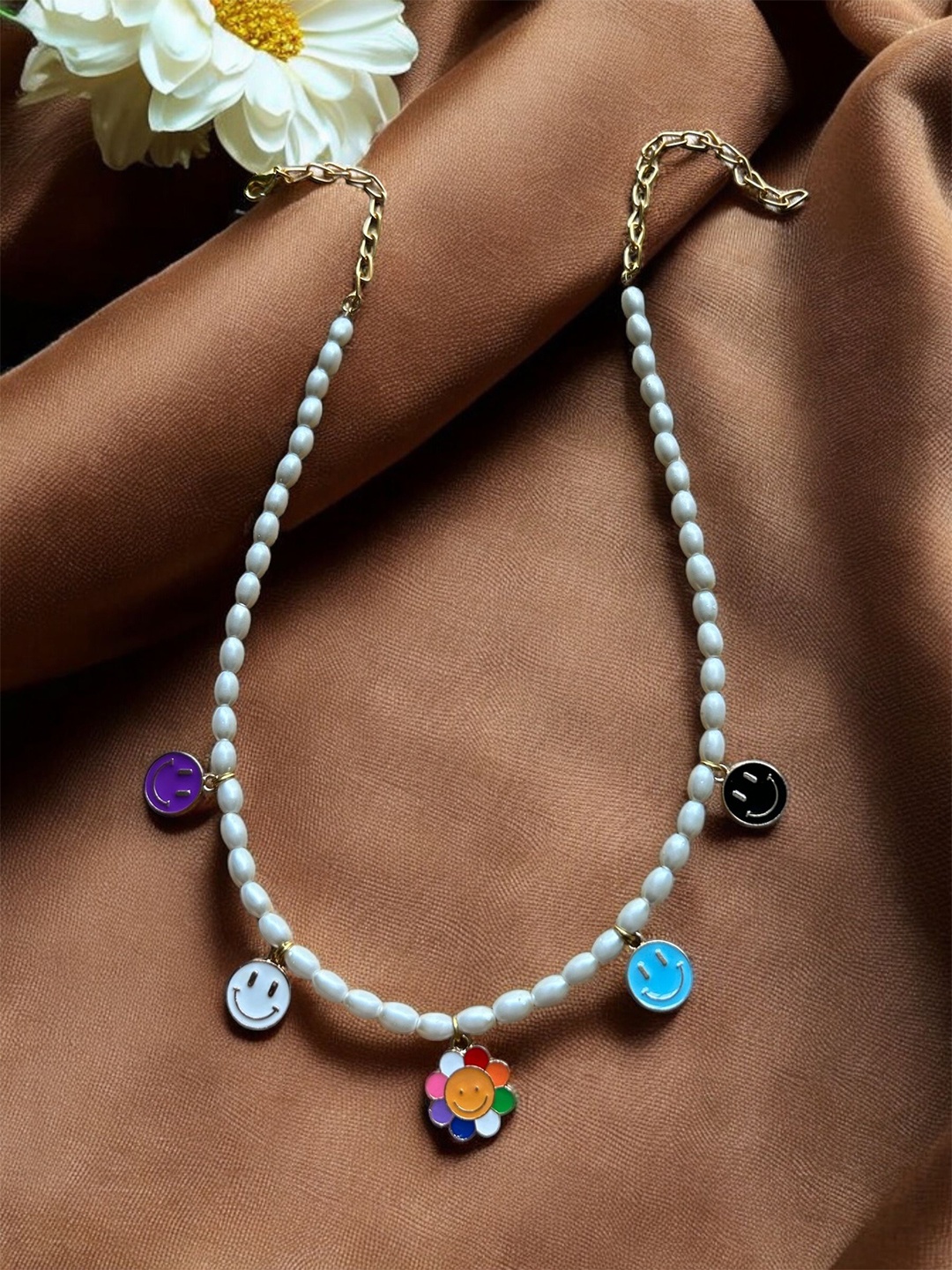 

JEWELWATI Girls Artificial Beads Chain, White