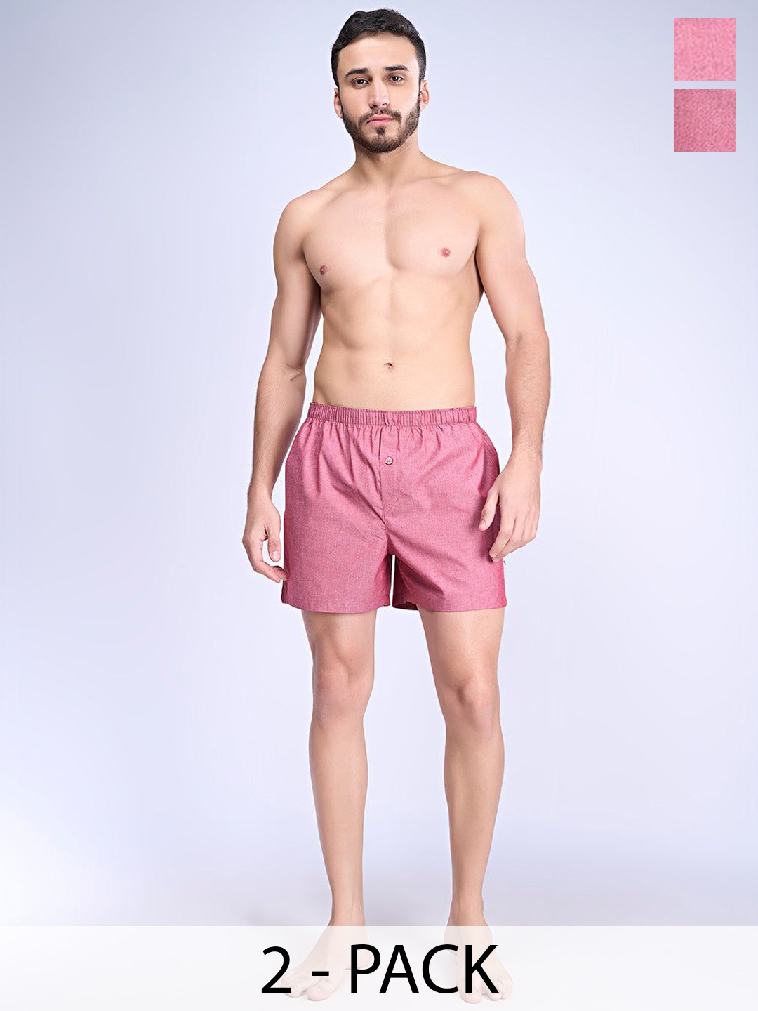 

Ramraj Pack Of 2 Cotton Woven Boxers RAMSHORTS_WS20, Red
