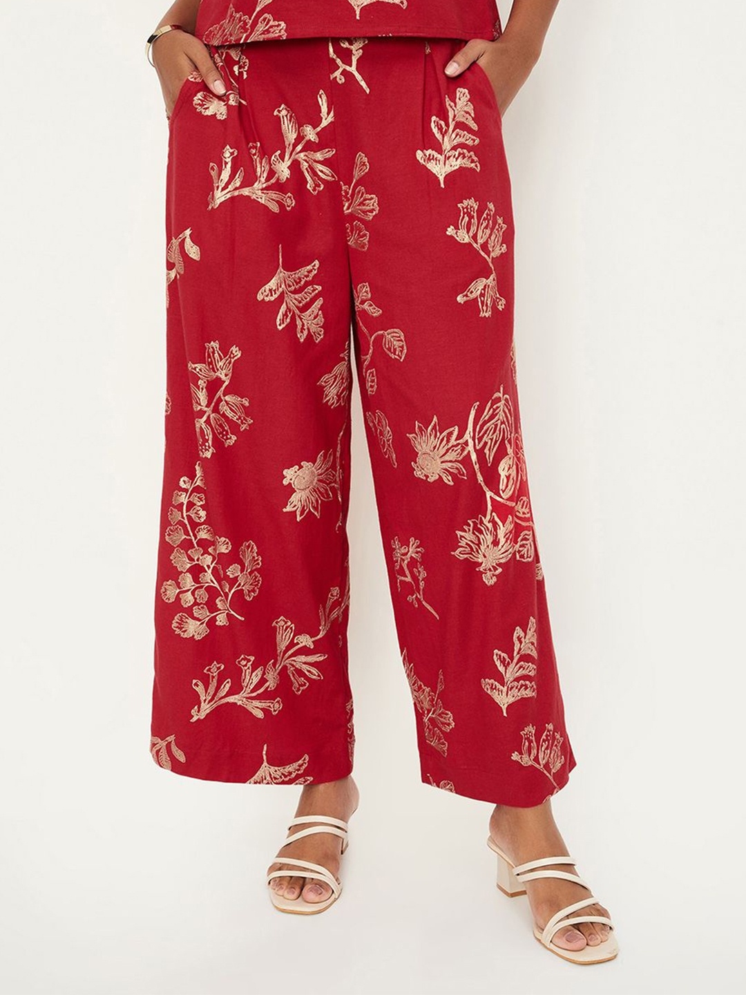 

Kalki x Max Women Foil Printed Palazzos, Rust