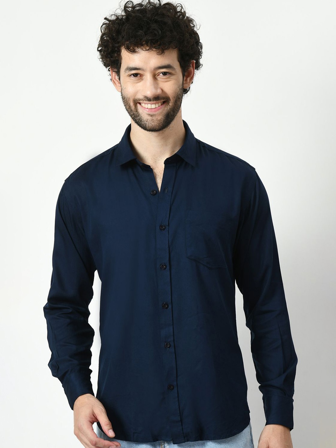 

PEBCO Men Classic Slim Fit Opaque Casual Shirt, Blue