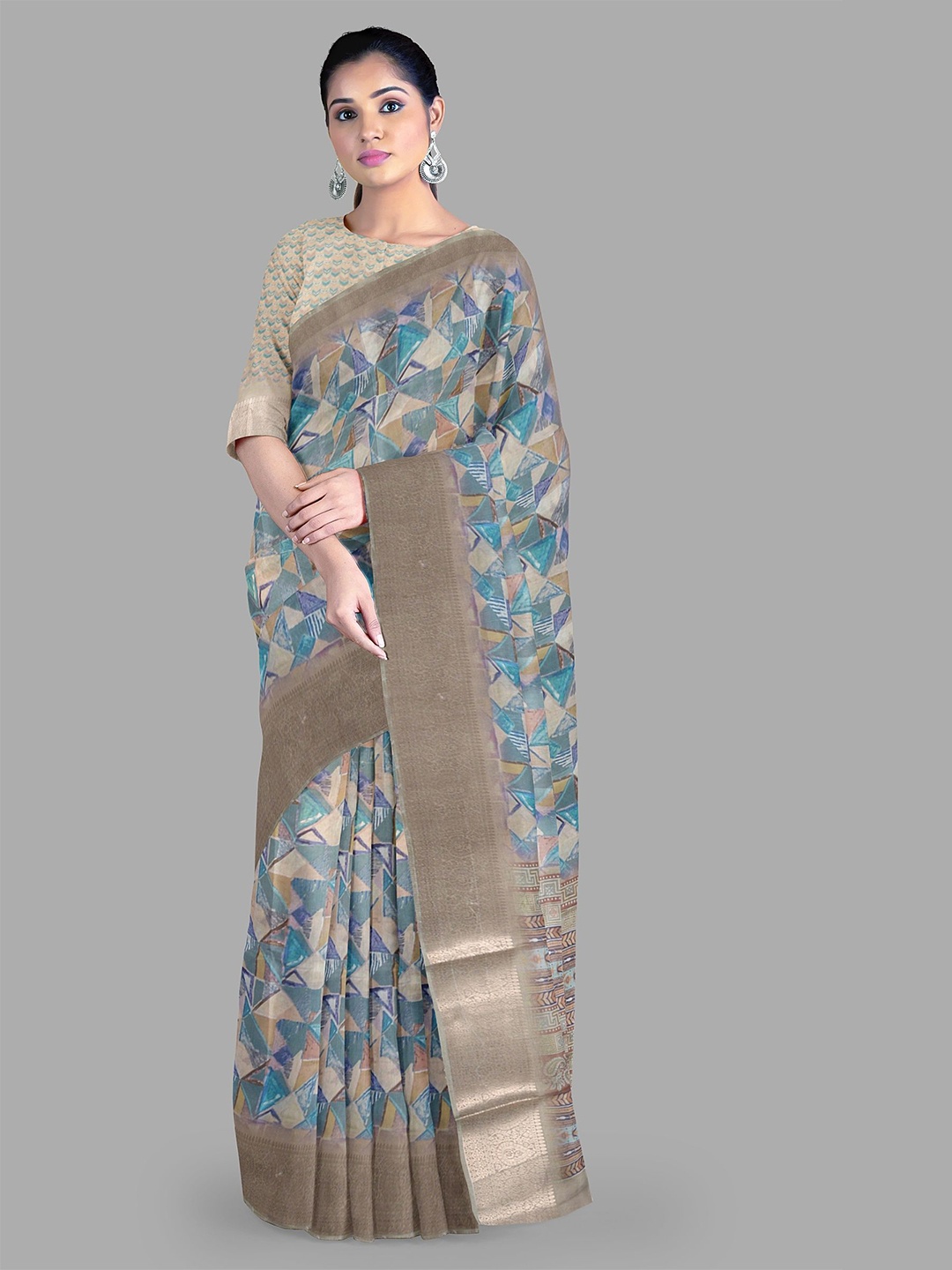 

The Chennai Silks Geometric Printed Women Sarees, Blue