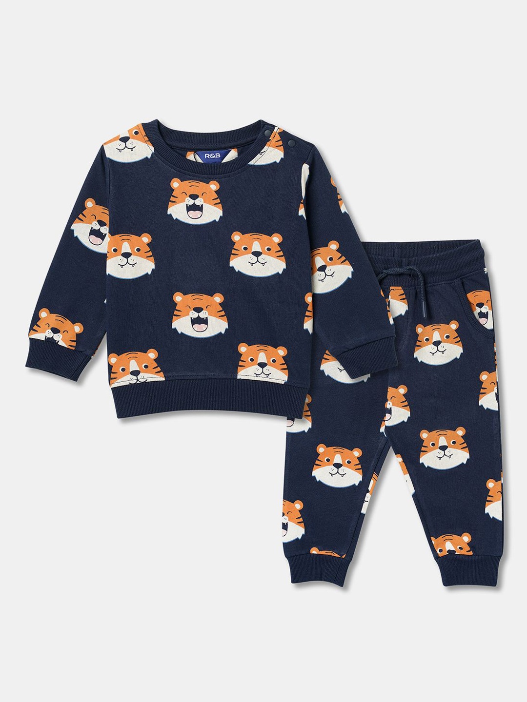

R&B Boys Printed Top With Trouser, Blue