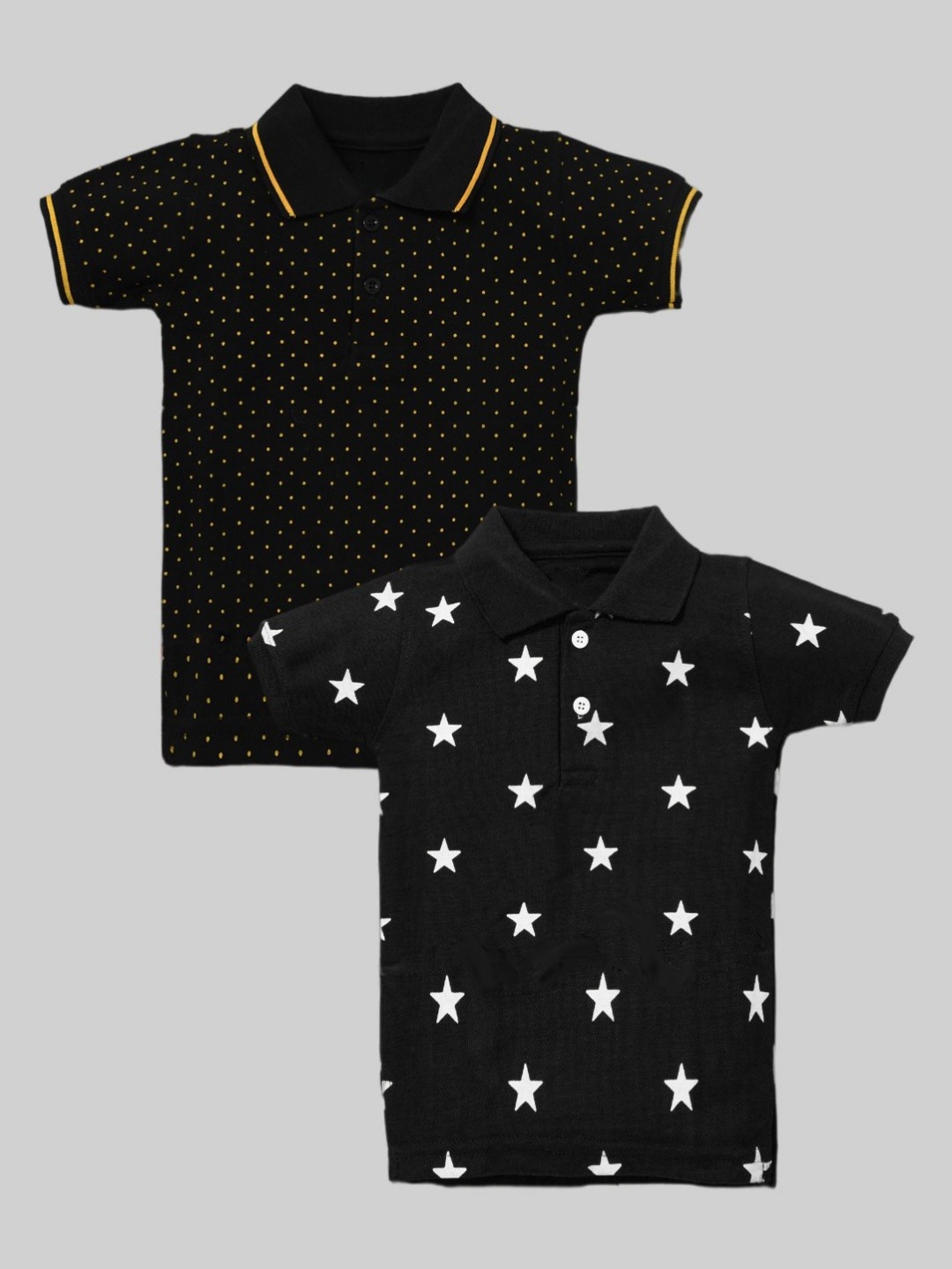 

BAESD Boys Polka Dot 2 Printed Polo Collar T-shirt, Black