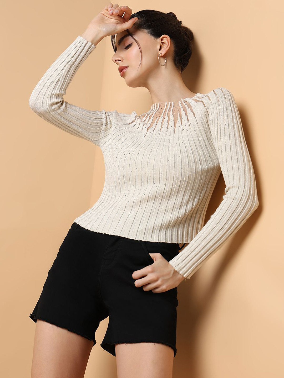 

SHOWOFF Crochet Top, Off white