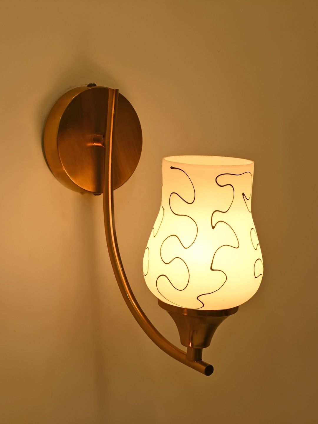 

Afast Gold-Toned & White Printed Glass Bell Shaped Wall Lamp