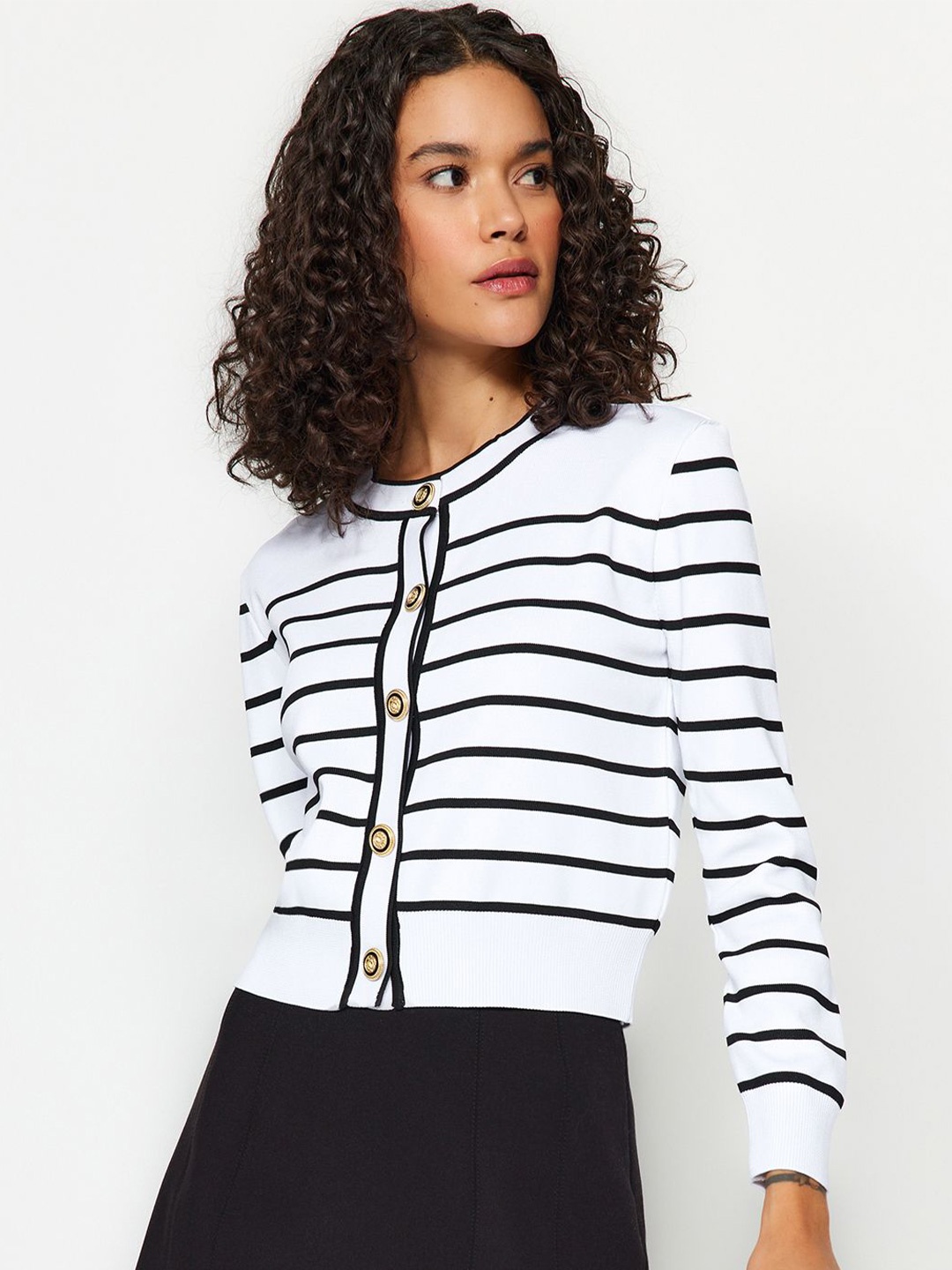 

Trendyol Women Striped Cardigan, White