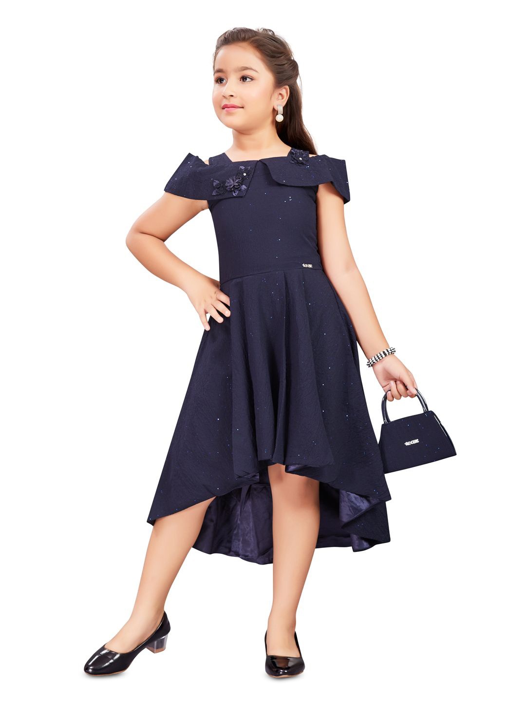 

Lei-Chie Solid Cold-Shoulder Fit & Flare Dress, Navy blue
