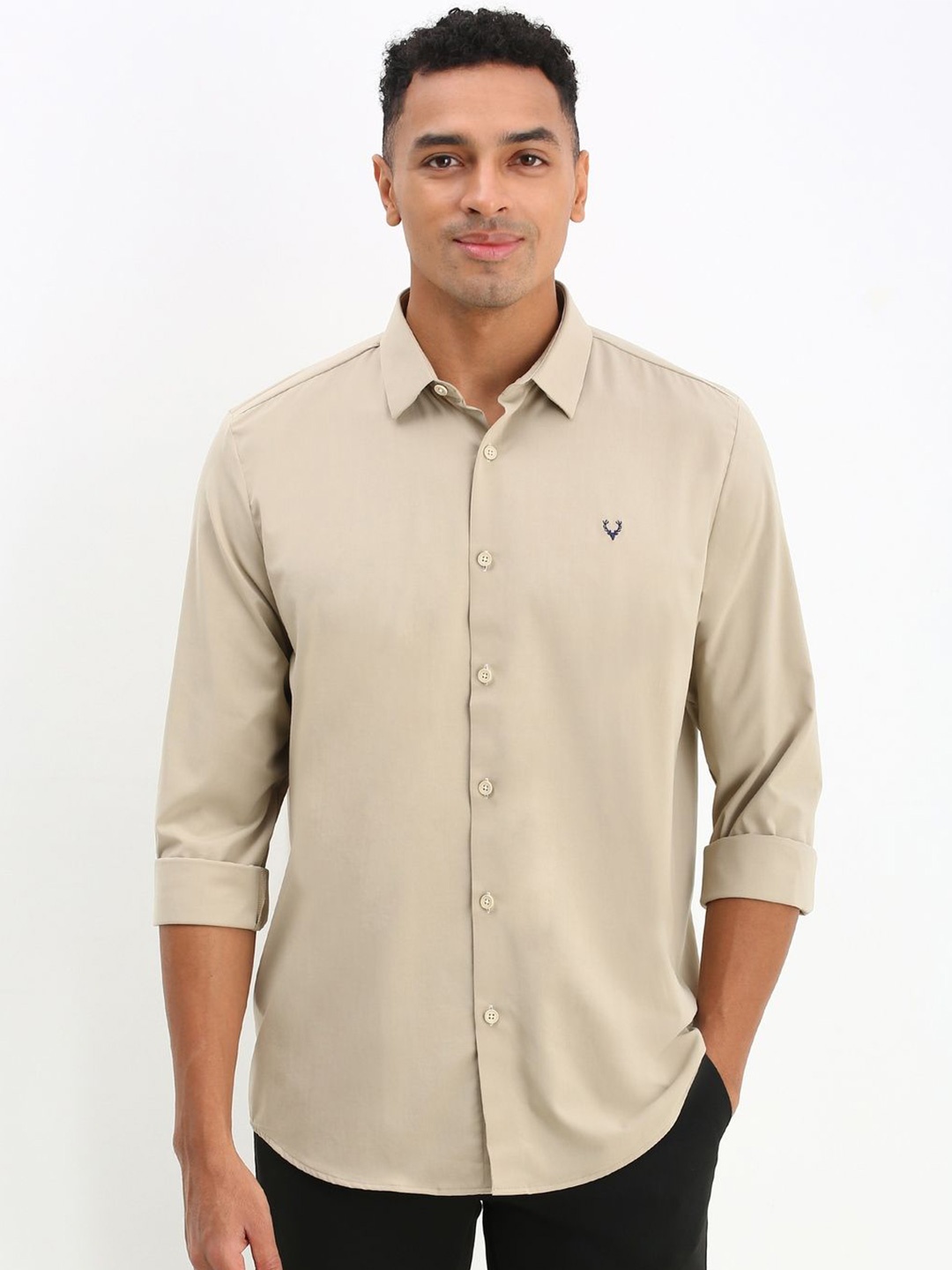 

Allen Solly Men Slim Fit Opaque Casual Shirt, Khaki