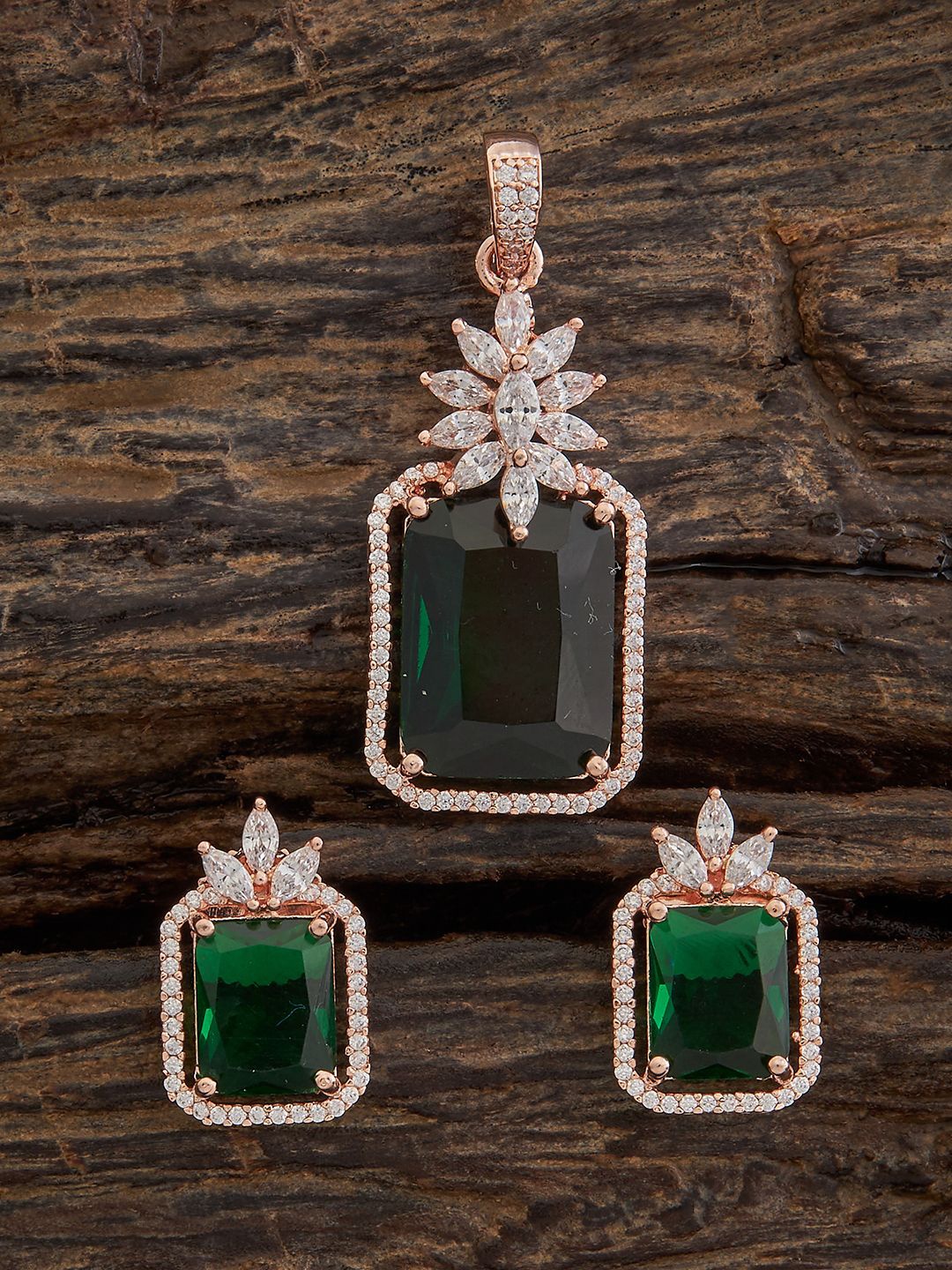 

Kushal's Fashion Jewellery Rose Gold-Plated Cubic Zirconia Stones Studded Jewellery Set