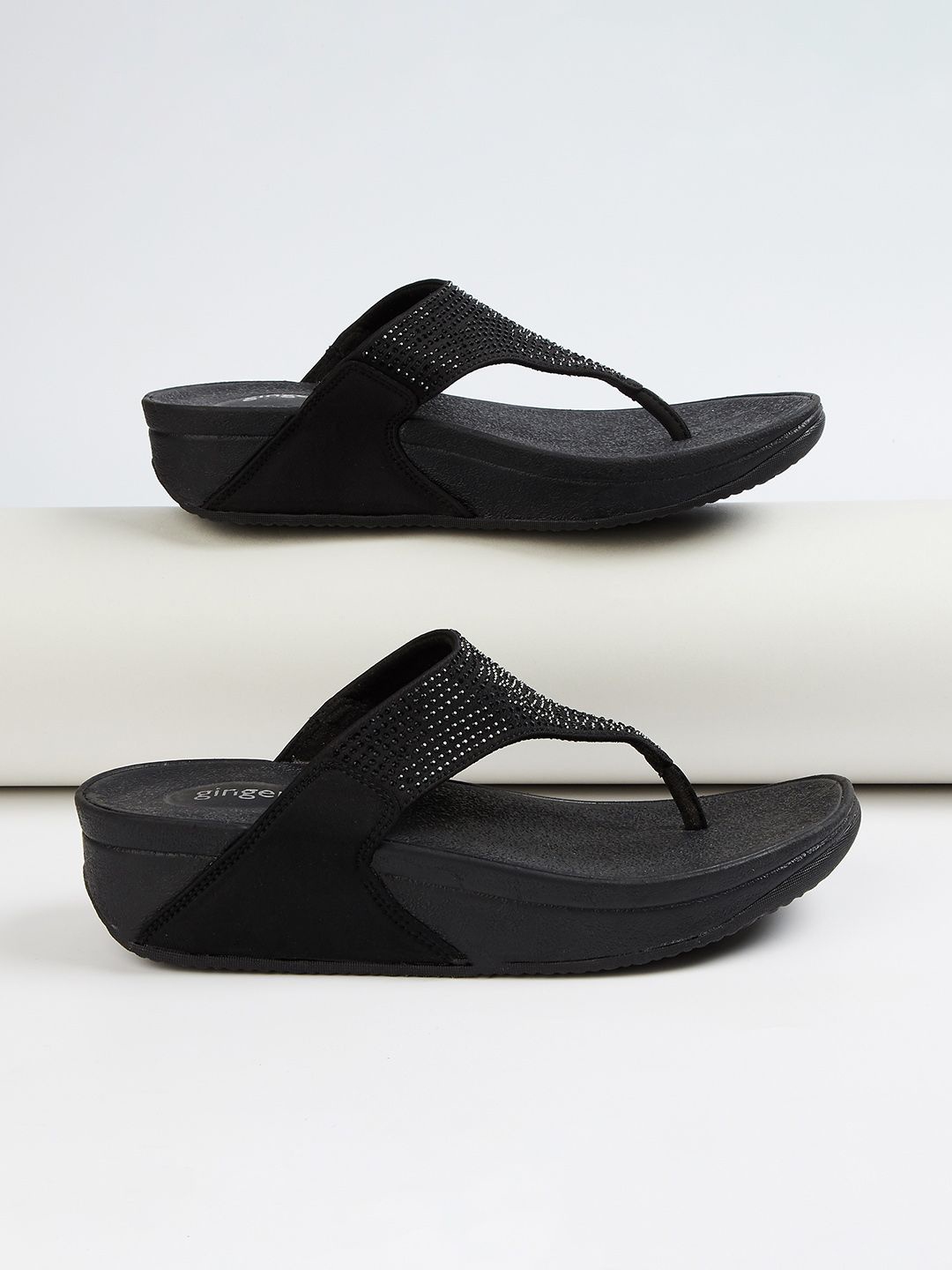 

Ginger by Lifestyle Women Embellished T-Strap Flats, Black