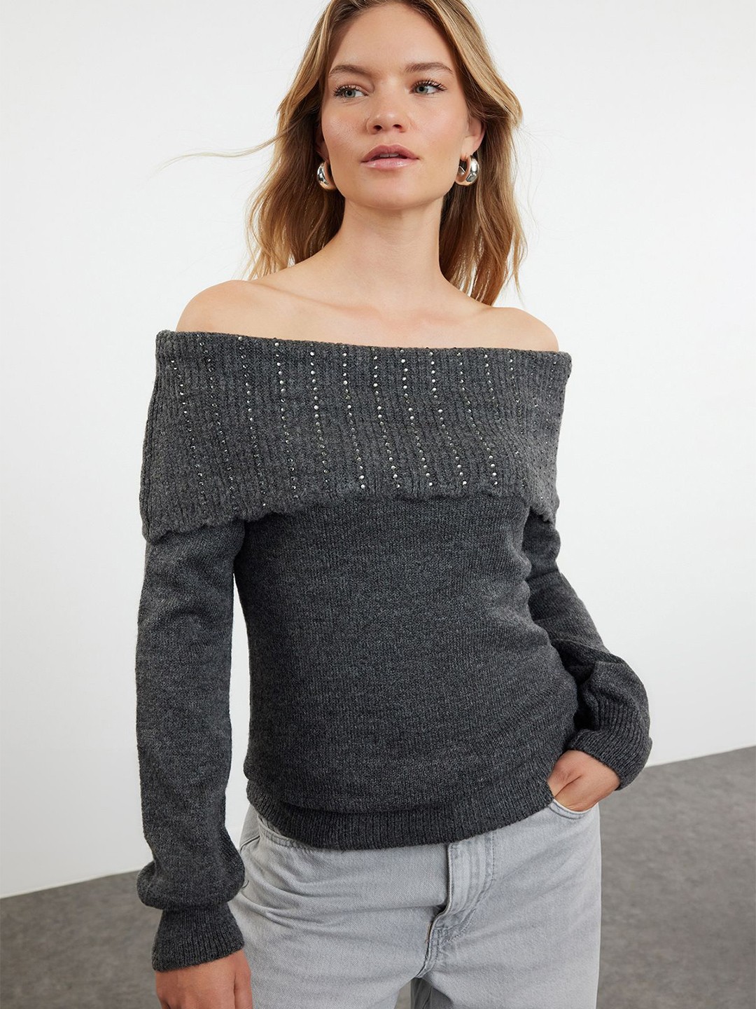 

Trendyol Off-Shoulder Bardot Top, Na