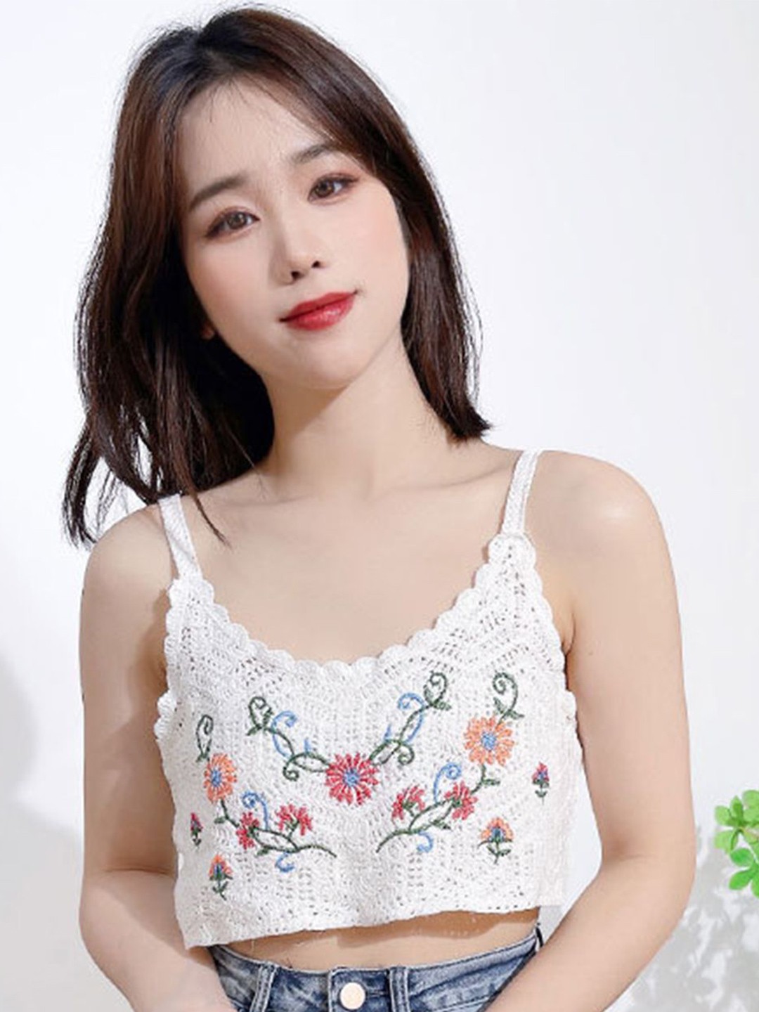

LULU & SKY Floral Print Crop Top, White