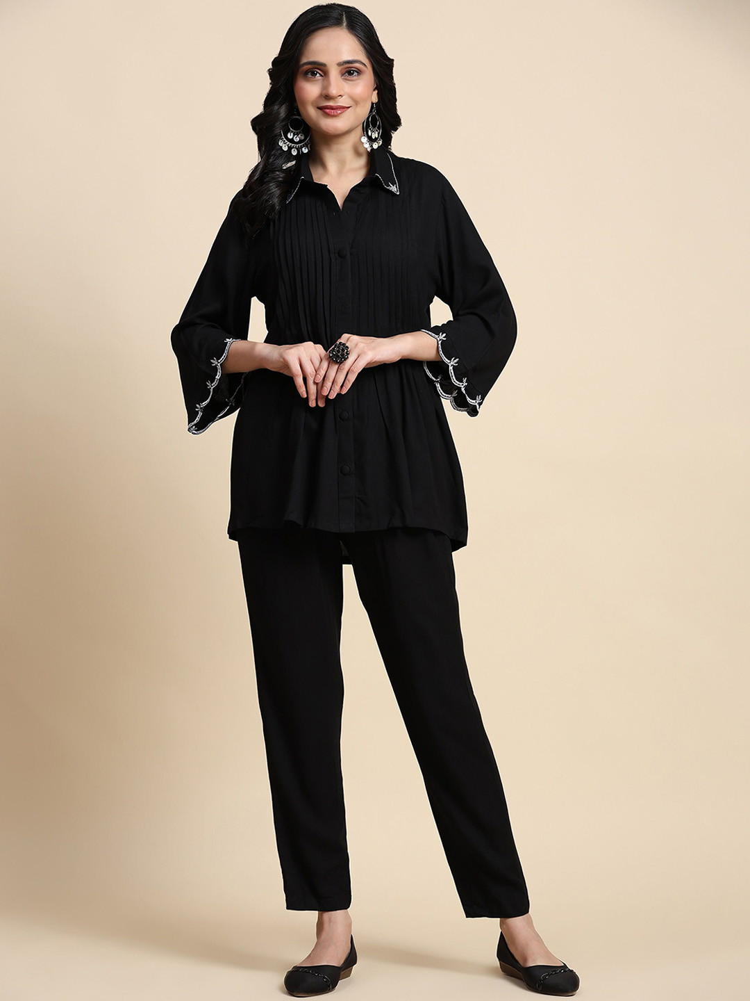 

Trendmalls Tunic With Trousers Co-Ords, Black