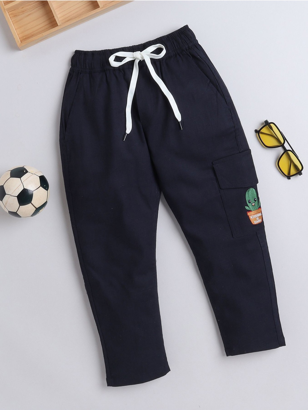 

BAATCHEET Kids Pure Cotton Track Pants, Navy blue