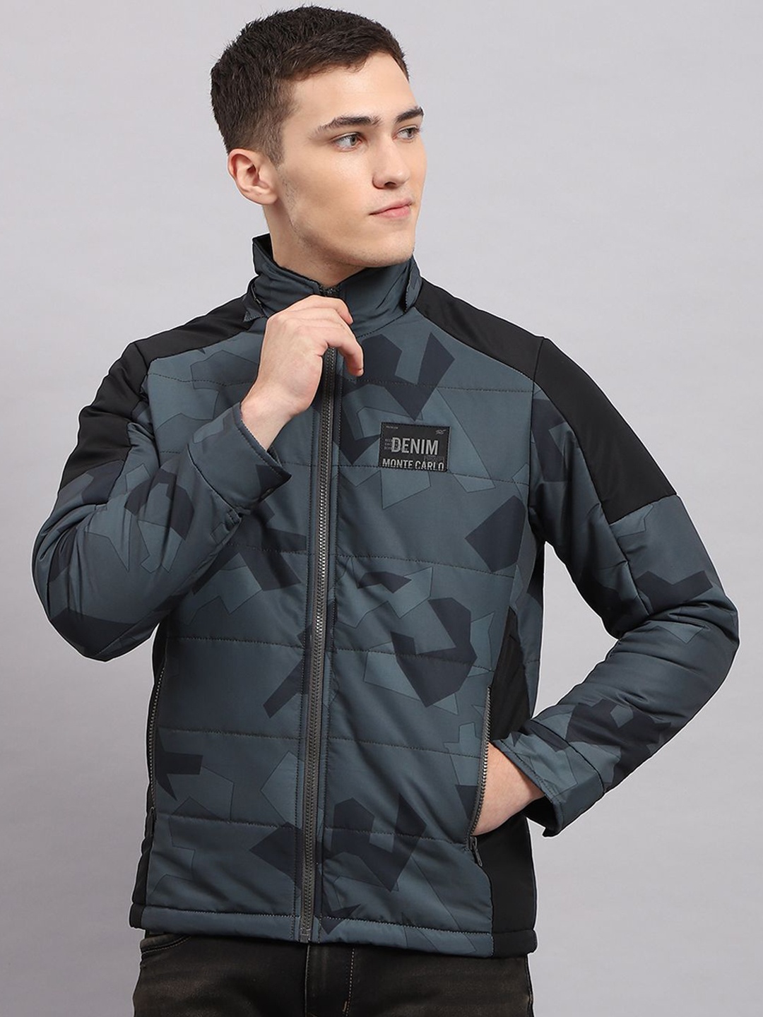 

Monte Carlo Men Camouflage Hooded Puffer Jacket, Black