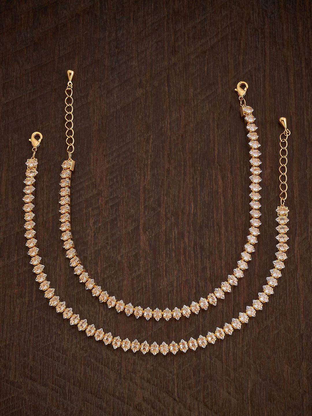 

Kushal's Fashion Jewellery Gold-Plated Stone Studded Anklet